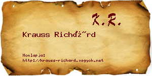 Krauss Richárd névjegykártya